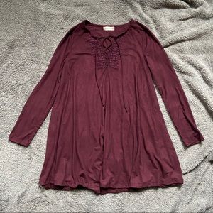 Altar’d State Faux Suede Flowy Shift Dress EUC